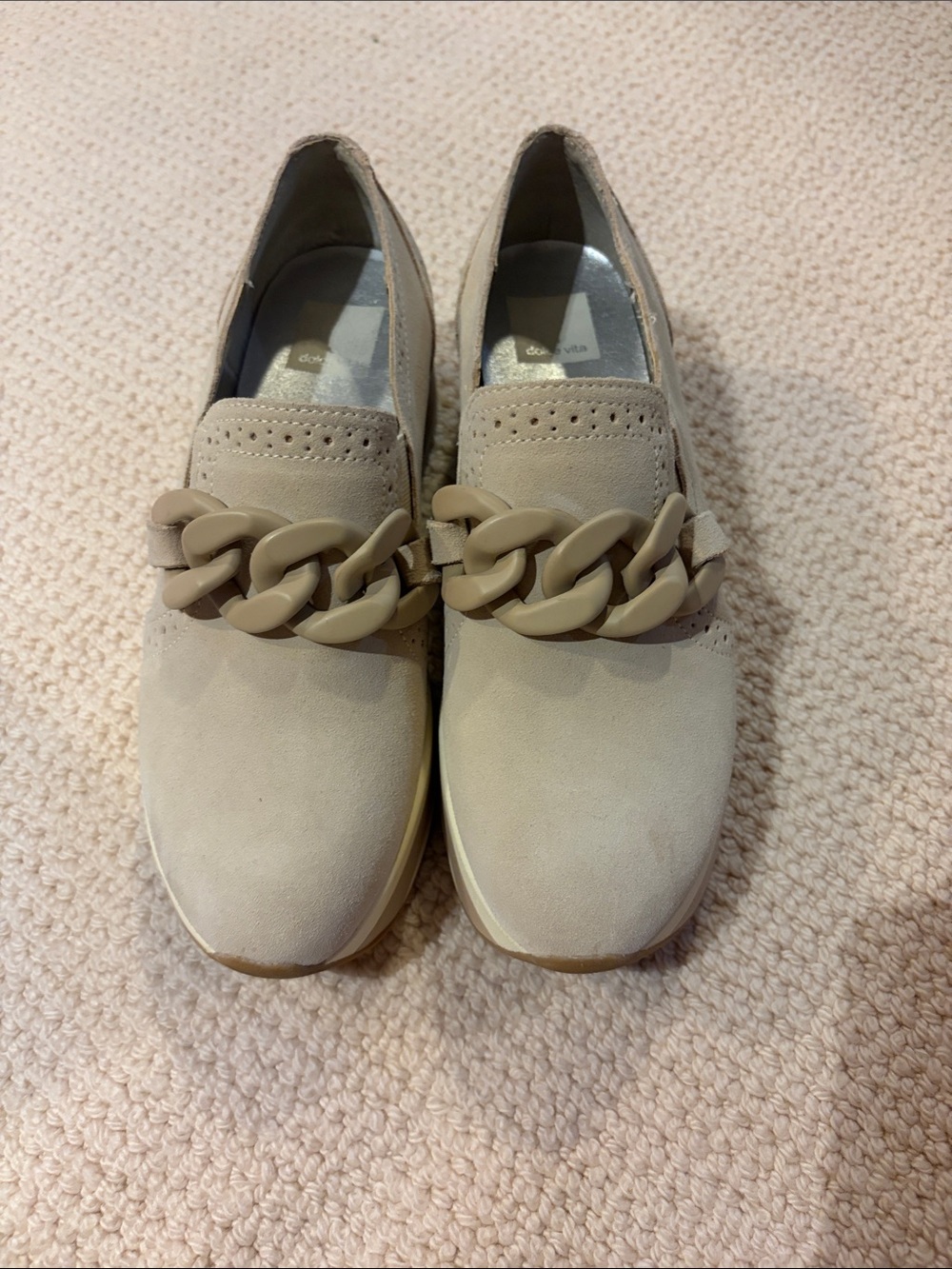 Dolce Vita Faux suede Neutral Chain-Accent Slip-On Loafers - Women